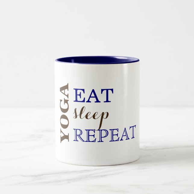 Yoga, Eat, Sleep, Repeat Two-Tone Coffee Mug (Center)