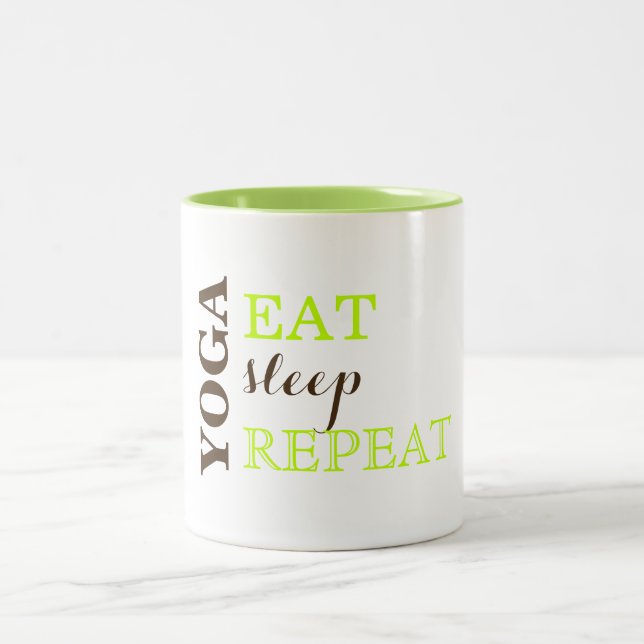 Yoga, Eat, Sleep, Repeat Two-Tone Coffee Mug (Center)