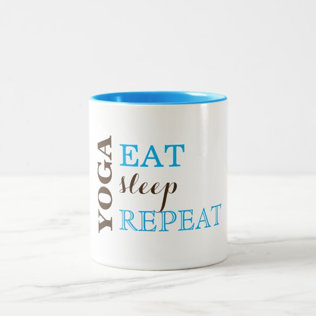 Yoga, Eat, Sleep, Repeat Two-Tone Coffee Mug (Center)