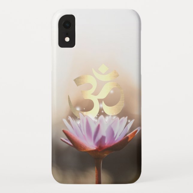 Yoga Elegant Lotus Flower & Gold Om Symbol Case-Mate iPhone Case (Back)