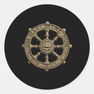 Yoga Elegant Lotus Flower Spiritual Dharma Wheel S Classic Round Sticker