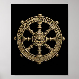 Yoga Elegant Lotus Flower Spiritual Dharma Wheel S Poster