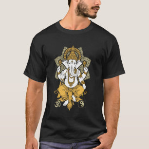Yoga Elephant God Ganesh Ganesha Indian Om Yin Yan T-Shirt