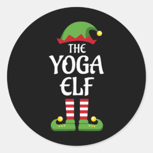 Yoga Elf Family Matching Group Christmas Classic Round Sticker