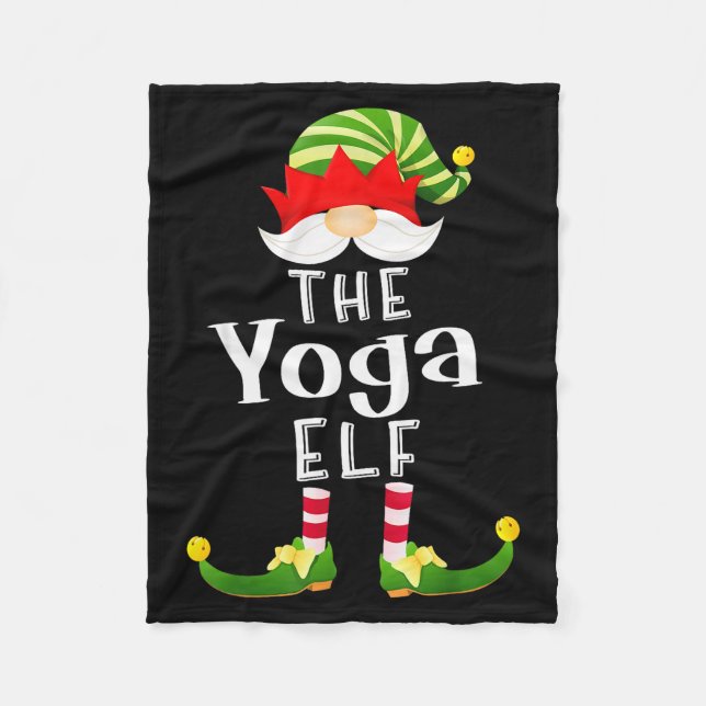 Yoga Elf Group Christmas Funny Pajama Party  Fleece Blanket (Front)