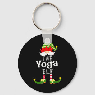 Yoga Elf Group Christmas Funny Pajama Party Keychain