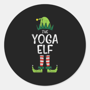 Yoga Elf Xmas PJs Matching Christmas Pajamas For F Classic Round Sticker