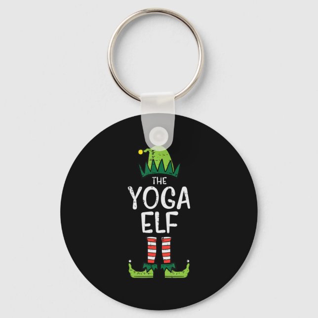 Yoga Elf Xmas PJs Matching Christmas Pyjamas For F Keychain (Front)