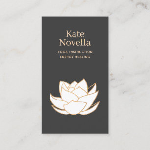 Yoga Enseignant Blanc Lotus Carte de visite noir