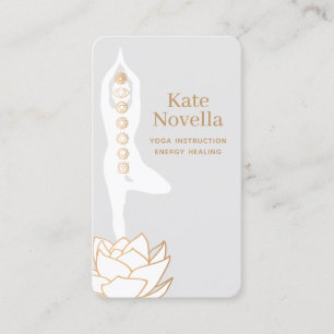 Yoga Enseignant Blanc Lotus Carte de visite noir