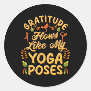 Yoga Fall Quote Autumn Poses Design Classic Round Sticker
