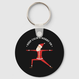 Yoga Fans Merry Christmas Stress Santa Meditation Keychain