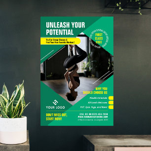 Yoga Fitness Classes Trendy Photo Gym Marketing Poster