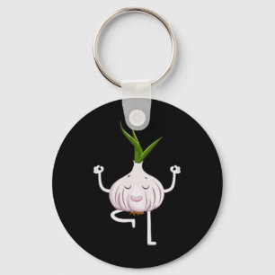 Yoga Fitness Instructor Garlic Lover Vegetable Far Keychain