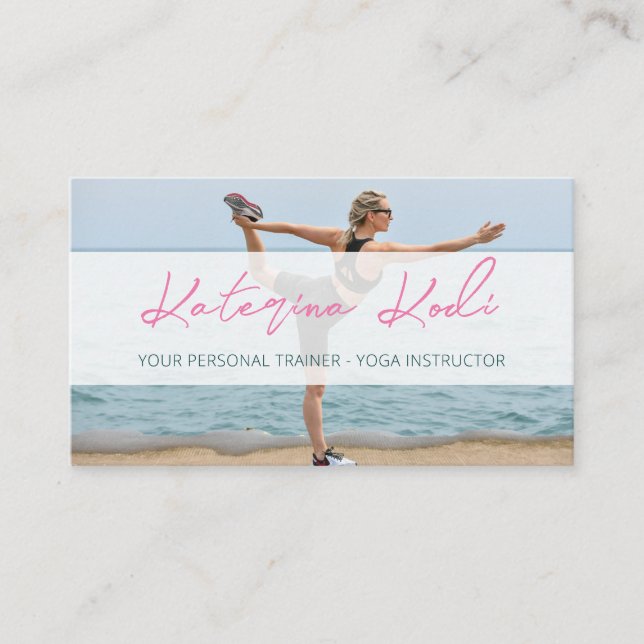 Yoga Fitness instuctor QR code carte de visite (Devant)