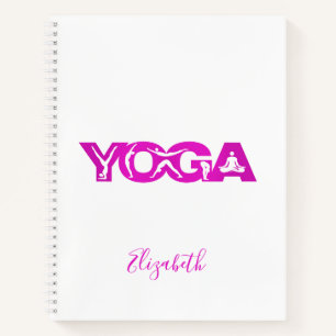 Yoga fitness purple white name notebook