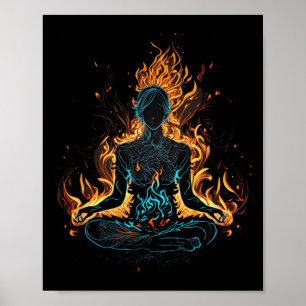 Yoga Flames Meditation Namaste Yoga Teacher Yoga V Poster