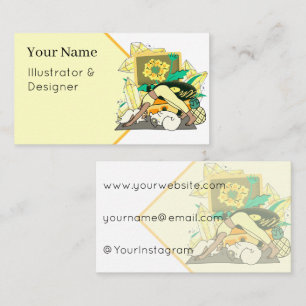 Yoga Flow with Cat & Golden Crystals Business Card