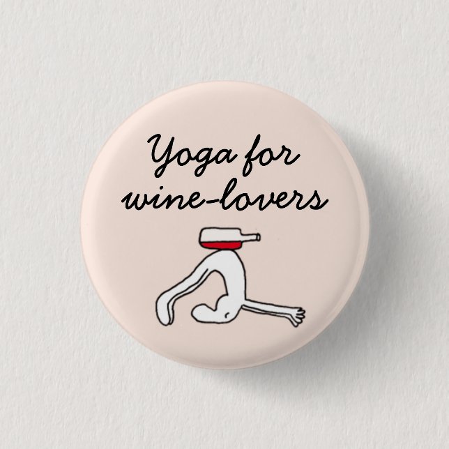 Yoga for Winelovers Pink Badge 1 Inch Round Button (Front)