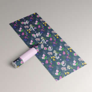 Yoga for women with delicate flowers on blue mat