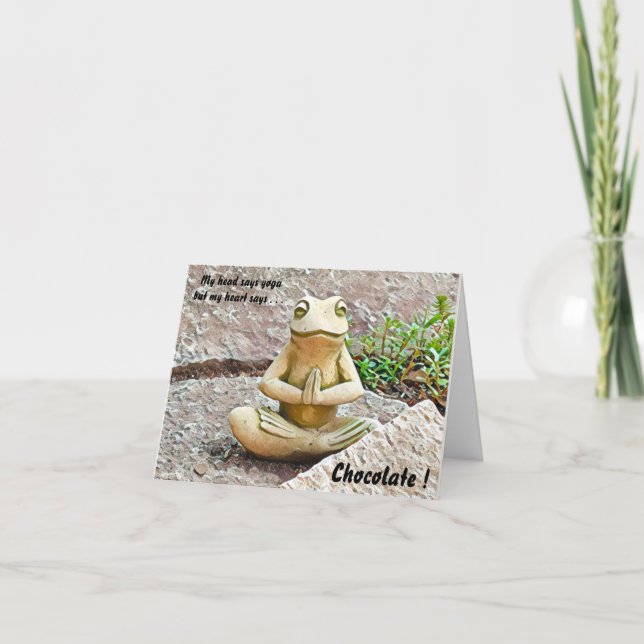 Yoga Frog Aime Chocolat Carte de voeux pliée (Devant)