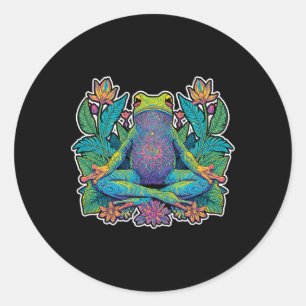 Yoga Frog Meditate Zen Pose Lance Stretch Classic Round Sticker
