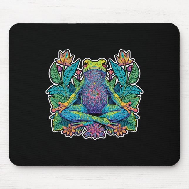 Yoga Frog Meditate Zen Pose Lance Stretch  Mouse Pad (Front)