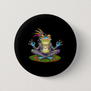 Yoga Frog Peaceful Peace Hippie 2 Inch Round Button