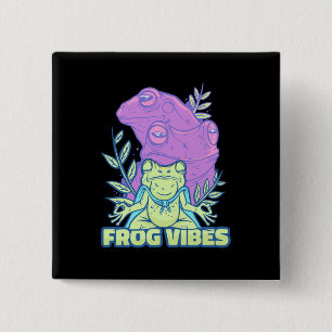 Yoga Frog Vibes 2 Inch Square Button