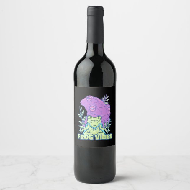 Yoga Frog Vibes Wine Label (Front)