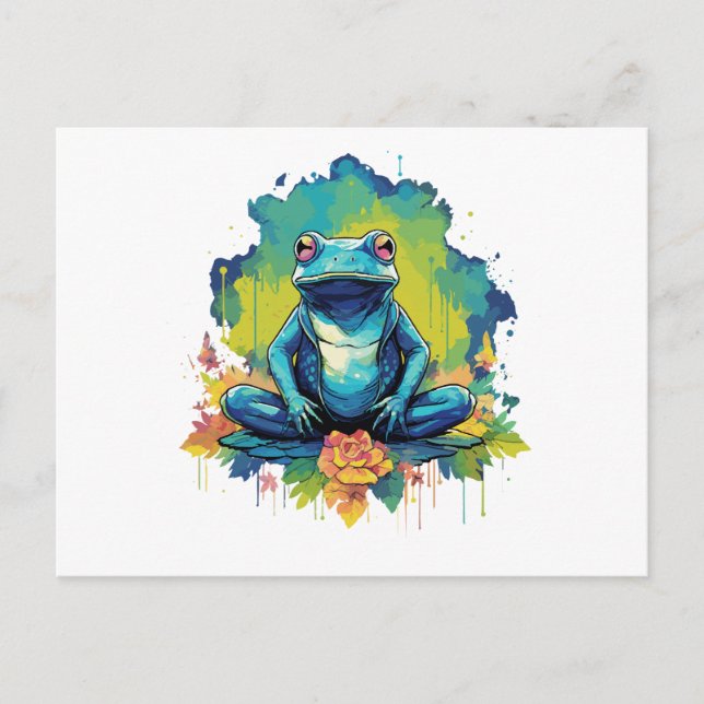 Yoga Frog Watercolor Style Postcard (Front)