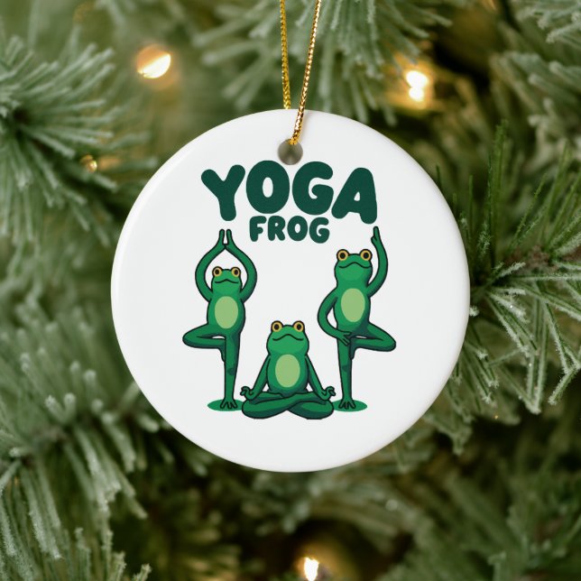 Yoga Frogs Ceramic Ornament (Tree)