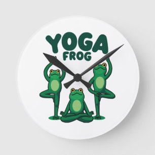 Yoga Frogs Round Clock