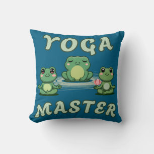 Yoga Frogs Yoga Master Throw Pillow