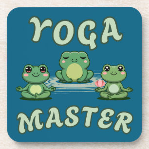 Yoga Frogs Yoga Master Wood Wall Art Coaster