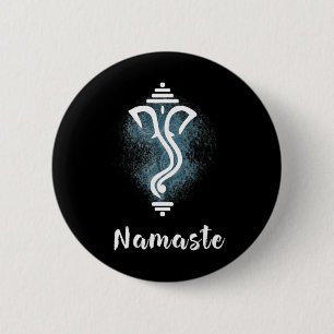 Yoga Ganesha Chakra Namaste Energy Lotus Karma Om 2 Inch Round Button