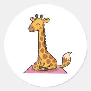 Yoga Giraffe Classic Round Sticker