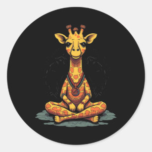 Yoga Giraffe Meditation Mindfulness Zen Namaste Classic Round Sticker