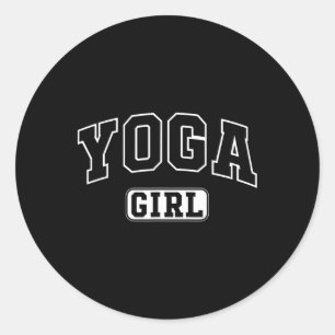 Yoga Girl Funny Athletic Lettering Daughter Youth Classic Round Sticker