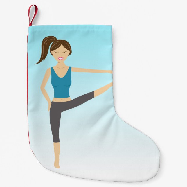 Yoga Girl In Extended Hand To Toe Pose Small Christmas Stocking (Front)