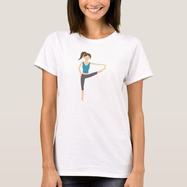 Yoga Girl In Extended Hand To Toe Pose T-Shirt (Front)