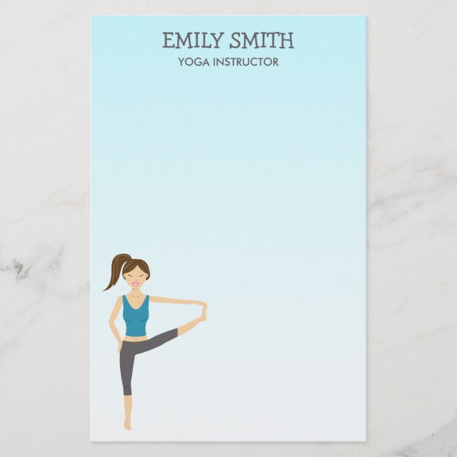 Yoga Girl In Hand To Toe Pose Yoga Instructor Stationery (Front)