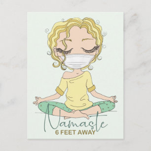 Yoga Girl Namaste 6 Feet Away Blonde Postcard