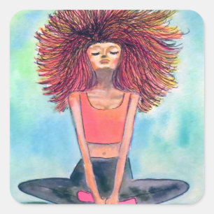 Yoga Girl Serenity Art Square Sticker