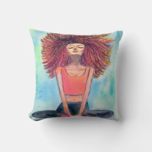 Yoga Girl Serenity Coussin d'art