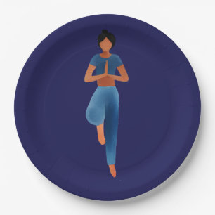 Yoga girl , yoga art  paper plate
