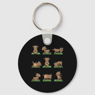 Yoga Goats Pose Funny Meditation Exercise Animal L Keychain