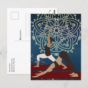 Yoga Gold, Blue and Red Mandala Personalized Postcard