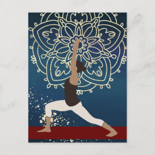 Yoga Gold, Blue and Red Mandala Personalized Postcard
