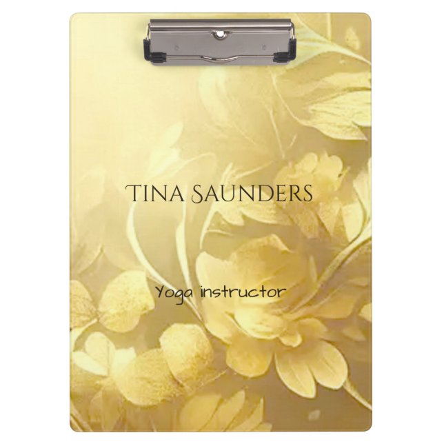 Yoga gold flowers custom name clipboard (Front)